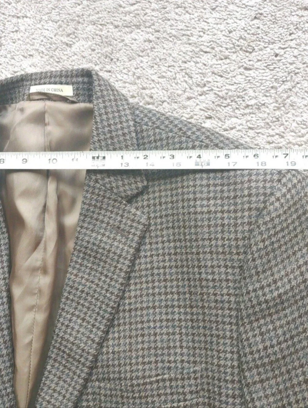 Lauren Ralph Lauren Blazer Mens 48L Brown Wool Trim Fit Houndstooth Sport Jacket